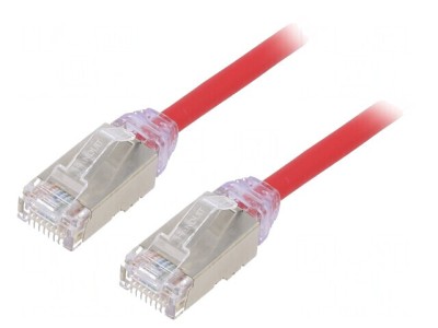 Patch cord F/UTP Cat6a LSZH Roșu 0,5m 28AWG foto