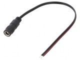 Cablu DC 5,5/2,1 soclu drept negru 0,2m 2x0,5mm2