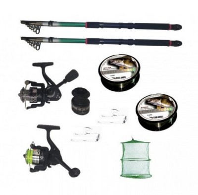 Pachet de pescuit cu 2 lansete 3,6m eastshark, doua mulinete si accesorii foto