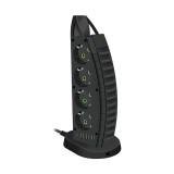 Prelungitor tip turn ELMHURST, 4 x USB porturi, 8 prize curent alternativ, 2500 W, protectie la supratensiune, intrerupator, negru