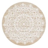 Suport pahar rotund din lemn cu model mandala alb, &Oslash;11 cm, CMCLASS