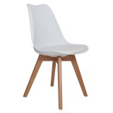 Scaun Celia - cadru lemn - imitatie piele alb