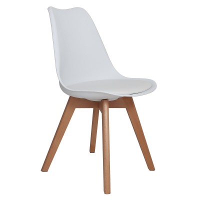 Scaun Celia - cadru lemn - imitatie piele alb foto