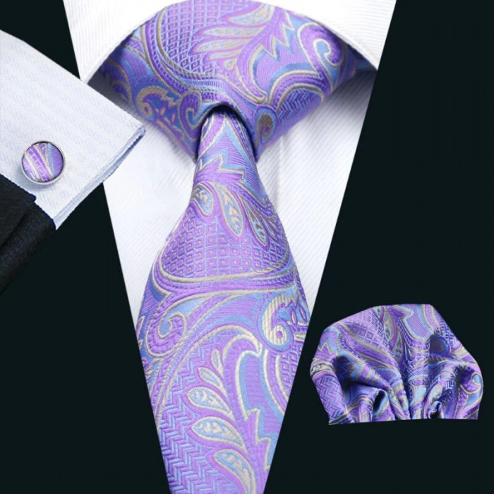 Set cravata + batista + butoni - matase - model 189