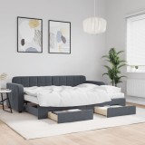 VidaXL Pat de zi cu extensie și sertare gri &icirc;nchis 80x200 cm catifea