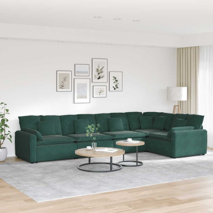 Gossi canapea modulara cu perne, verde inchis, catifea