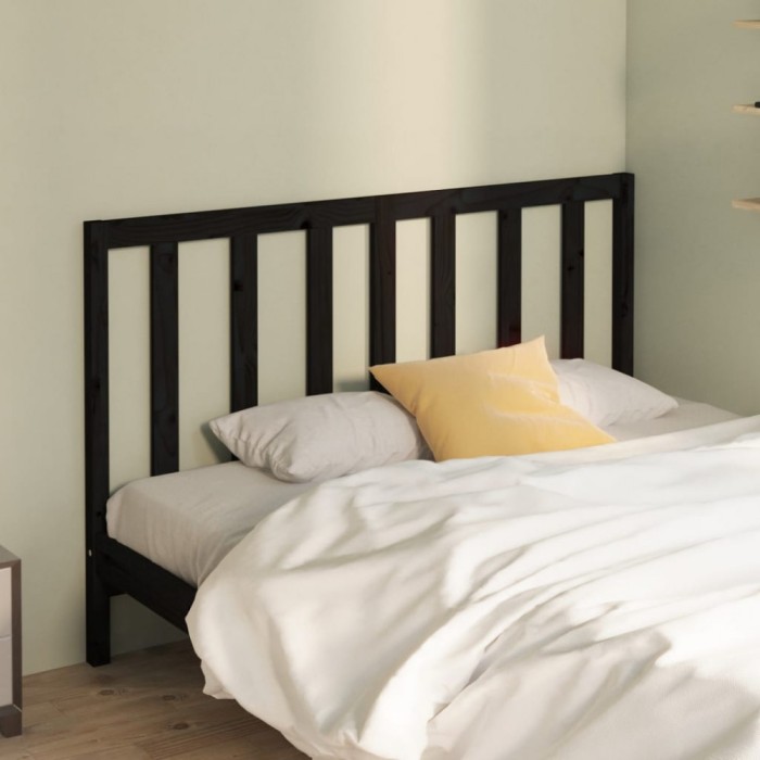 vidaXL Tăblie de pat, negru, 156x4x100 cm, lemn masiv de pin 817699