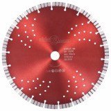 Disc diamantat de taiere cu segmente turbo si gauri otel 300 mm