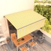 VidaXL Copertină retractabilă automat cu stor, galben&amp;alb, 4x3 m