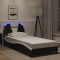 vidaXL Cadru de pat cu lumini LED negru/alb 80x200 cm piele ecologică 3213985