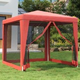 VidaXL Cort de petrecere cu 4 pereți din plasă, roșu, 2,5x2,5 m, HDPE
