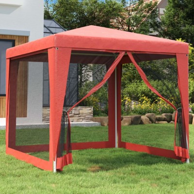 vidaXL Cort de petrecere cu 4 pereți din plasă, roșu, 2,5x2,5 m, HDPE foto