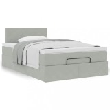 Gossi cadru de pat otoman cu saltea gri deschis 120x200cm catifea