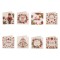 Felicitări Crăciun, Model Multicolor, Mici, Set 8 Bucăți, 6x6 cm, Cu șiret Roșu
