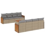 Cumpara ieftin Set canapele de gradina, 9 piese, cu perne, bej, poliratan