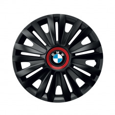 Set 4 capace roti Negre Cu Inel Rosu Royal pentru gama auto BMW, R16