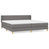 Cumpara ieftin Pat box spring cu saltea, gri inchis, 200x200 cm, textil