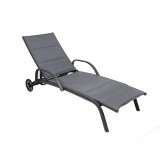 Cumpara ieftin Sezlong plaja, cu spatar reglabil, structura metal, negru-SPM6