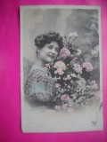HOPCT 12193 ANUL 1909 -FELICITARE VECHE -FEMEI FRUMOASE -STAMPILOGRAFIE/ TIMBRU -FRANTA -EUROPA - -ROMANTICA- -CIRCULATA