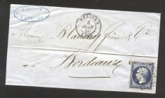 France 1856 Postal History Rare Front Cover to Bordeaux DB.490 foto