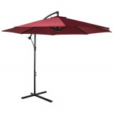 Outsunny Umbrelă Descentralizată pentru Exterior, Roșu &Icirc;nchis, Manivelă, Oțel și Poliester Anti-UV, &Phi;300x250cm | Aosom Romania