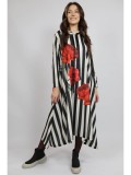 Cumpara ieftin ROCHIE MAXI CU MANECA LUNGA ASIMETRICA PEAKY ROSES MULTICOLORA TALIE UNICA Multicolora
