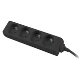 Prelungitor pentru UPS, lungime 1 m, 4 prize cu soclu CEE 7/5, Lanberg 41950, IEC 320 C14, 2500 W, negru