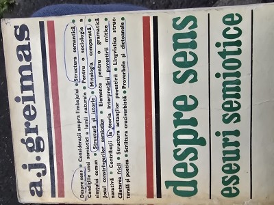 DESPRE SENS - ESEURI SEMIOTICE de A.J. GREIMAS ,1975 foto