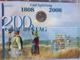 GERMANIA - FDC + MONEDA PROOF - 10 EURO 2008 F, 200 ANI NASTEREA CARL SPITZWEG, Europa, Argint