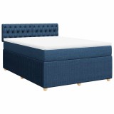 Cumpara ieftin Pat continental cu saltea, albastru, 140x200cm, material textil