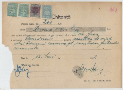 Romania, Chitanta, 1948 foto