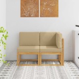 vidaXL Canapea de exterior din mijloc și colț cu pernă 2 Bucată Alb 901476