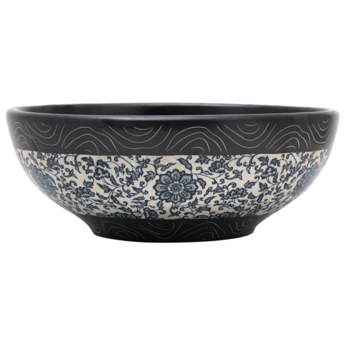 Lavoar de blat, negru si albastru, rotund, &Phi;41x14 cm, ceramica
