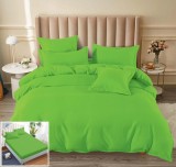 Cumpara ieftin Lenjerie Pat Bumbac Verde 4 Piese cu Elastic 180x200 cm