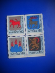 HOPCT TIMBRE SUEDIA MNH 1016 HERALDICA -4 VALORI 1982-NESTAMPILAT