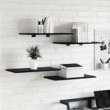 vidaXL Raft pentru cărți 4 pcs Negru 60 x 30 x 1.5 cm Lemn compozit 875053