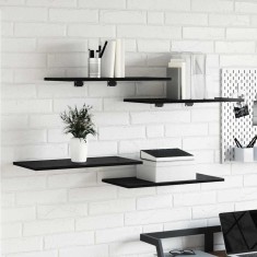 vidaXL Raft pentru cărți 4 pcs Negru 60 x 30 x 1.5 cm Lemn compozit