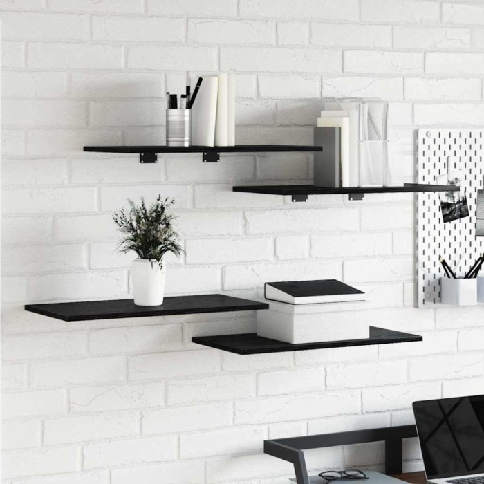 vidaXL Raft pentru cărți 4 pcs Negru 60 x 30 x 1.5 cm Lemn compozit
