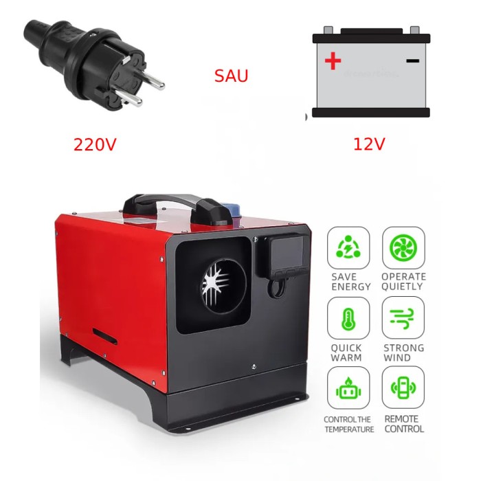 Incalzitor auxiliar stationar / aeroterma 5KW-220V sau 12V