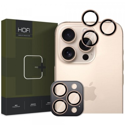 Folie de protectie Camera spate HOFI CamRing PRO+ pentru Apple iPhone 16 Pro Max / 16 Pro, Sticla Securizata, Aurie foto
