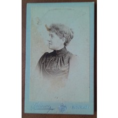 Fotografie tip CDV, profil de femeie, 1895