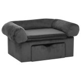 Cumpara ieftin Canapea pentru caini cu sertar, gri inchis, 75x50x38 cm, plus