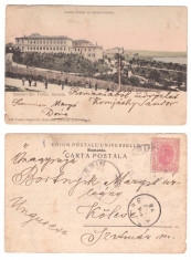 Turnu-Severin 1906 - Liceul Traian si parcul, ilustrata circulat foto