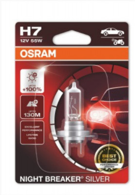 BEC 12V H7 55 W NIGHT BREAKER SILVER +100% BLISTER 1 BUC OSRAM foto