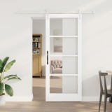 vidaXL Ușă glisantă Alb 83 x 202 cm Lemn masiv de pin și sticlă 3332362