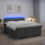 Cumpara ieftin Pat boxspring cu saltea Gri inchis 160 x 200 cm Tesatura