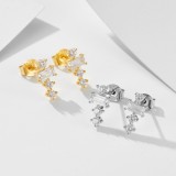 Cercei Argint 925 Placat Aur/Rodiu Cristale Bagheta Zirconiu Stil Cascada Colegția Stellar Cascade