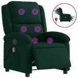 Cumpara ieftin Fotoliu electric de masaj rabatabil, verde inchis, catifea