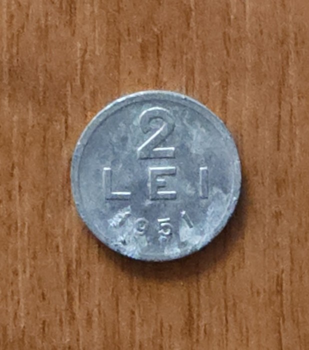 2 lei 1951, RPR / Rom&acirc;nia, aluminiu