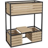 Outsunny Casetă de plantare, scară pentru flori, jardinieră &icirc;naltă, rezistentă la intemperii, 3 ghivece, 83 cm x 39 cm x 100 cm, natur + negru | Aosom